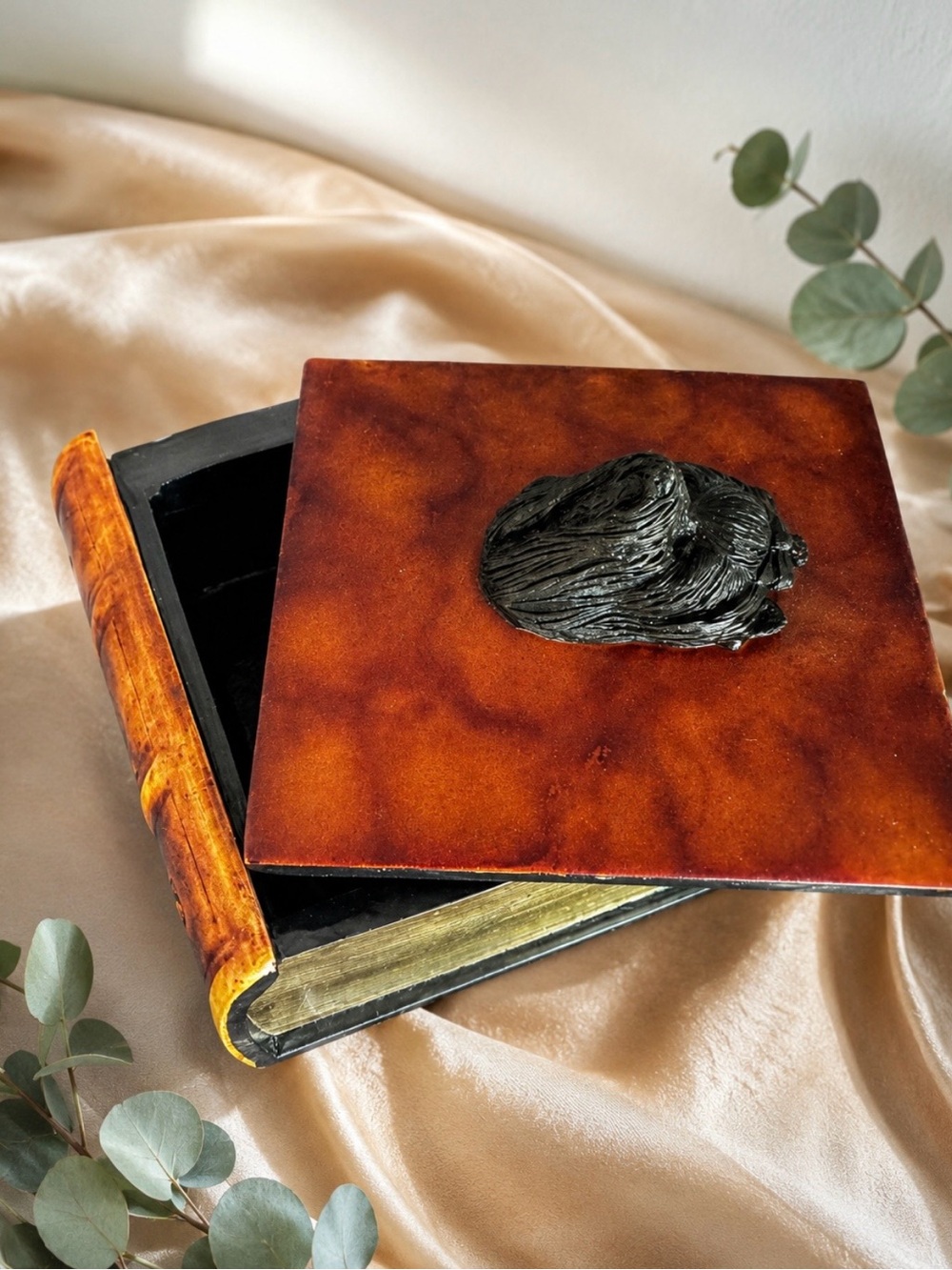 Cold cast resin jewelry box Yorkshire terrier Yorkie
